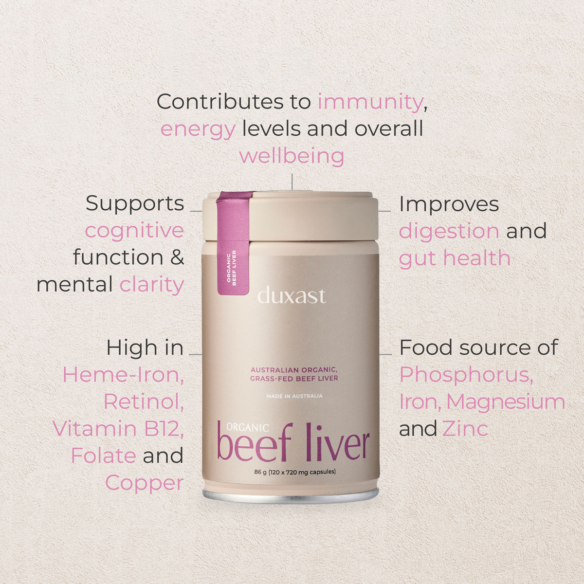 Organic Grass-Fed Beef Liver | 120 capsules